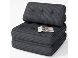Poltrona Cama Conversível 1 Lugar - Veludo Cotelê Antracite - 85 X 80 X 40 Cm