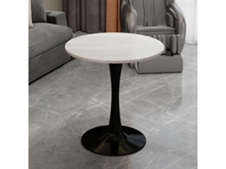 Mesa Centro 70cm Mármore Branco 2-4 Pessoas Moderna Preta