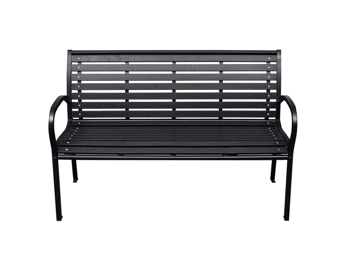 Banco De Jardim | Banco Exterior 116 Cm Aço E Wpc Preto Lovely Home