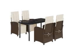 Conjunto de 5 Jantar para Jardim com Almofadões Vime Pe Castanho MAISON EXCLUSIVE