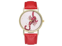 Relógio de Pulso Scorpio de Cinta Pu Analógico Simples Quartz Zhoulianfa T267 a (vermelho)
