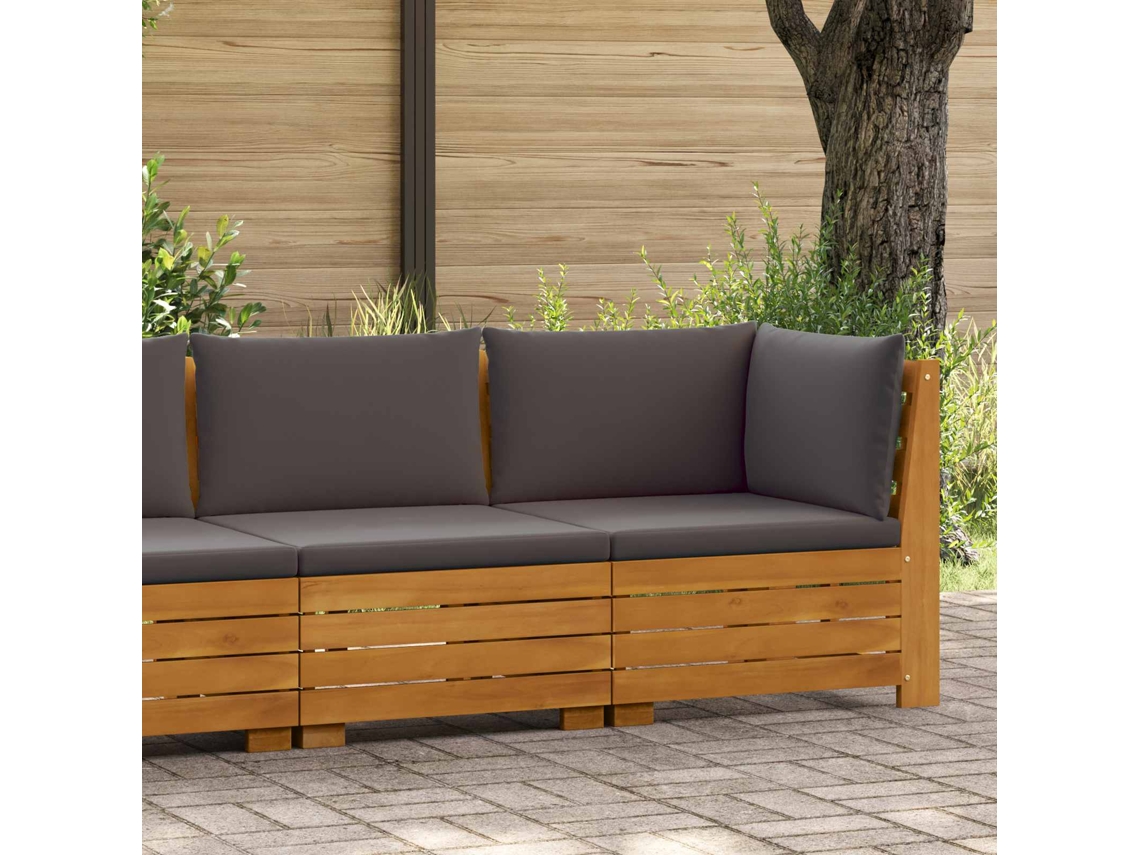 Vidaxl Conjunto De Lounge De Jardim Com Almofada 2 Peça Castanho