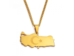 2026 collar com Pingente da Bandeira da Turquia em Ouro e Prata para Mulheres e Homens Joias Patrióticas Cadena de Colgante Color Dorado