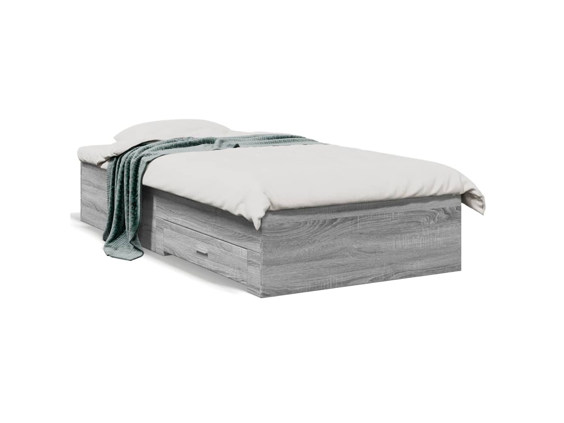 Estrutura de Cama com Gavetas Derivados de Madeira Cinza Sonoma MAISON EXCLUSIVE