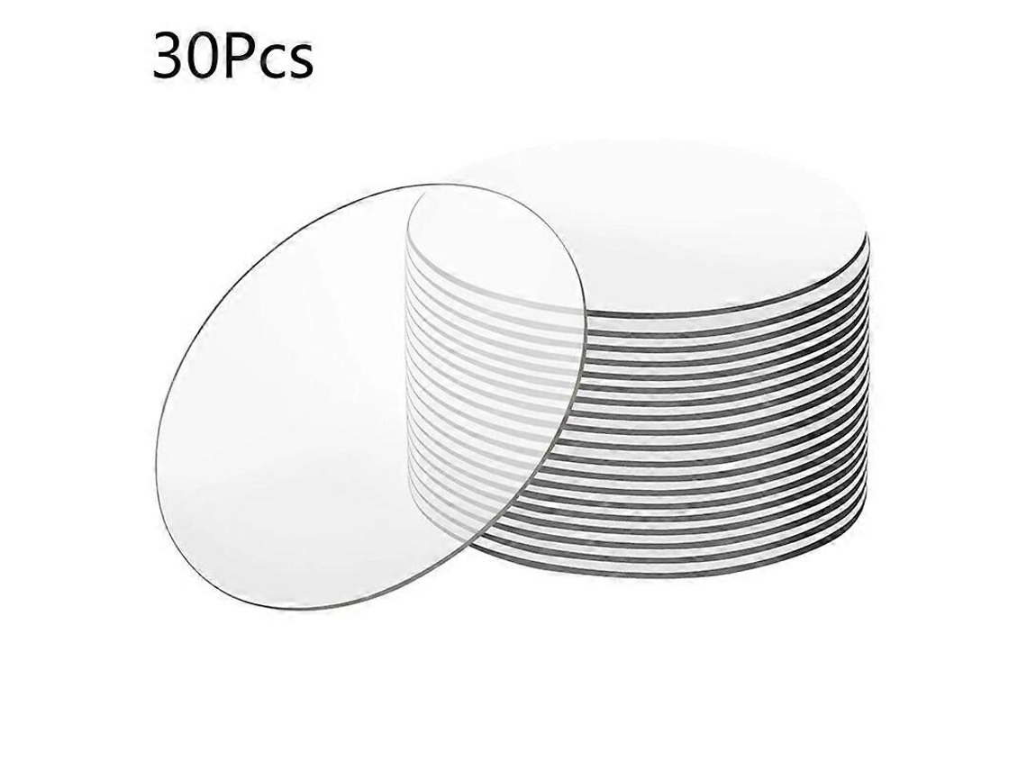 Conjunto de 30 placas redondas de acrílico transparente de 40 mm, com 0,08 polegadas de espessura, para artesanato e bases de luzes LED DIY.