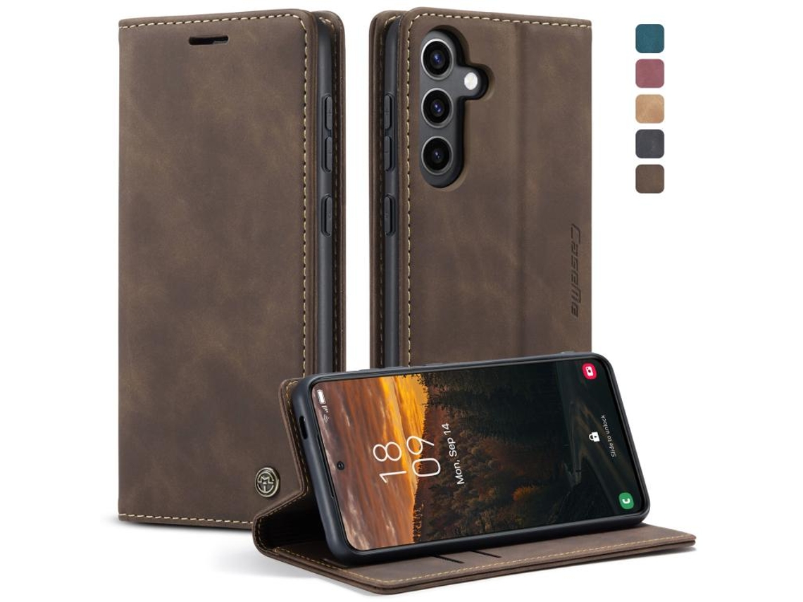Capa Para Samsung Galaxy S24 Fe 5g Multifuncional Horizontal De Couro Café
