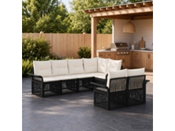 Vidaxl Conjunto De Sofá De Jardim 7 Unid. 7-número De Lugares Preto