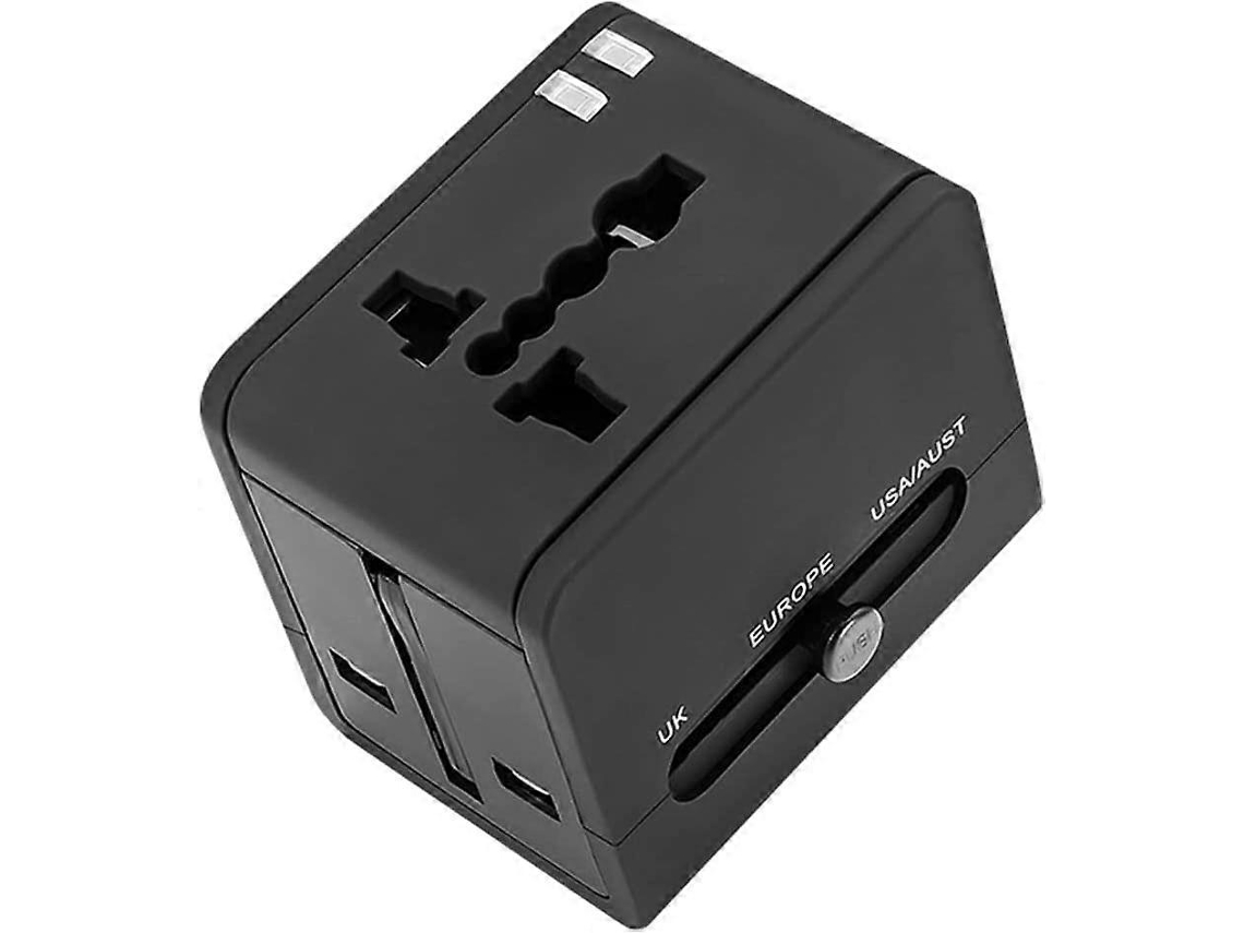 Adaptador universal de viagem com 2 USB para 150+ países carga rápida compatível com dispositivos móveis | S/MARCA