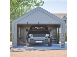 Garagem de Toldo 6x4x3m Laterais Impermeáveis, Janelas Roláveis e Proteção UV Cinza ORBITRA COMMERCE
