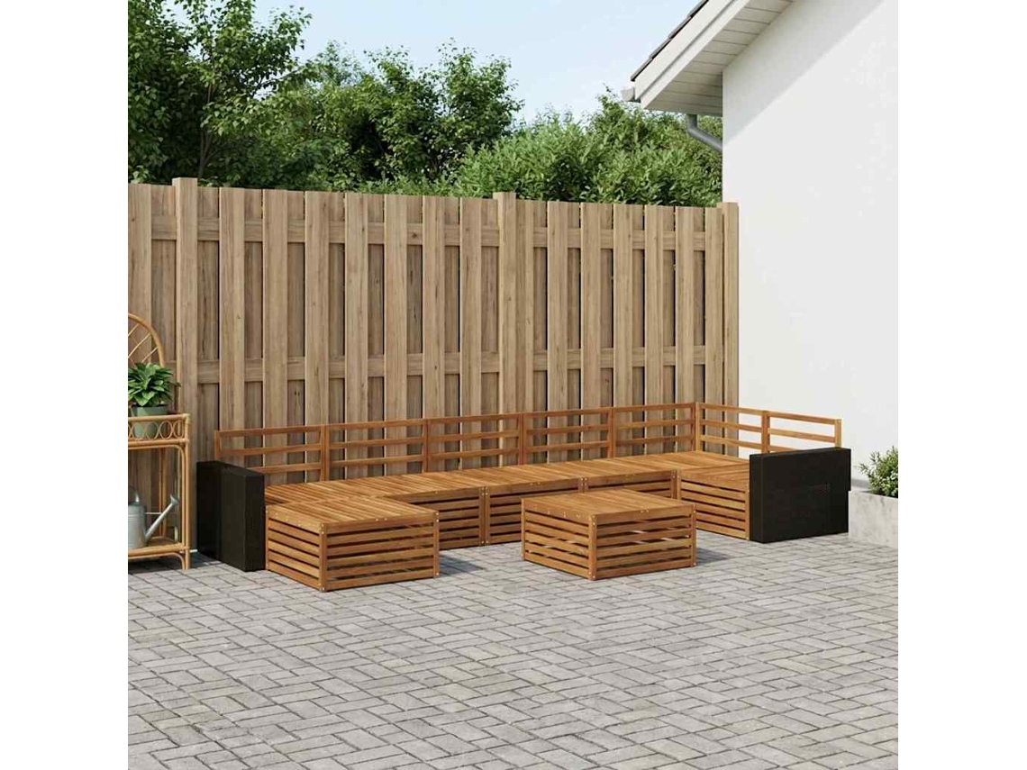 Vidaxl Conjunto De Sofás Para Exterior 8 Pcs Natural