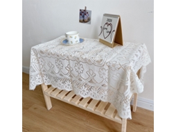 Manta De Mesa De Renda Padrão Oco Branca 90x90cm