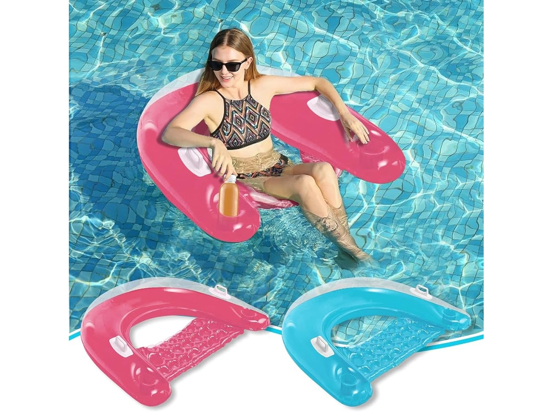 Cadeira inflável para piscina para adultos com porta copos e alças rosa SIURN