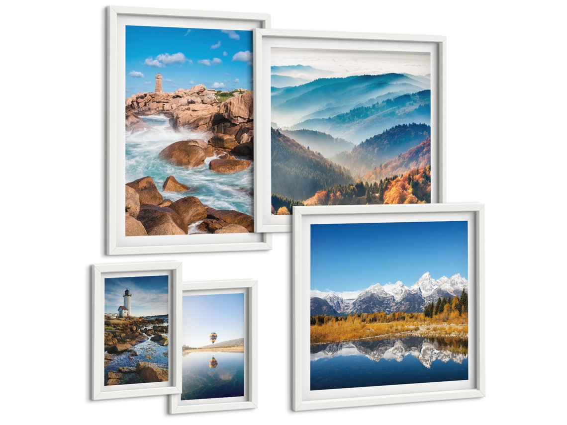 Conjunto De Pinturas Montanhas Naturais Mar Faróis Espelharte (5 Peças)