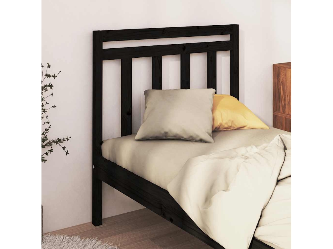 Vidaxl Cabeceira De Cama 96x4x100 Cm Pinho Maciço Preto