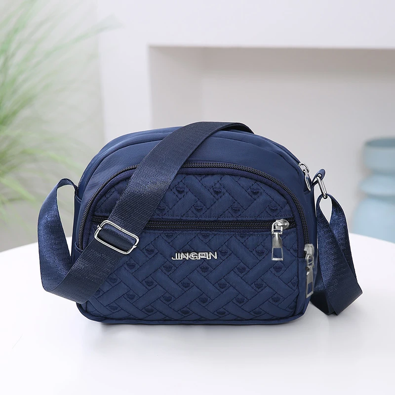 (bj853 Azul) Bolsa De Ombro Feminina Mini Acolchoada Em Nylon Resistente E Impermeável