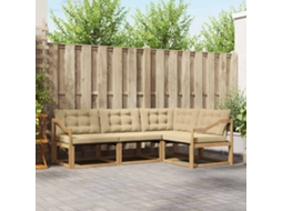 Vidaxl Conjunto De Sofás Para Exterior 4 Unid. Branco E Bege