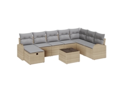 Conjunto 9 Sofá Modular Vidaxl Bege Vime Pe (55 X 55 X 37 Cm)