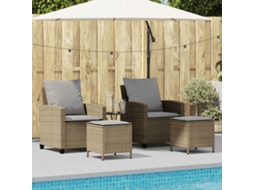 Vidaxl 4 Pcs Conjunto De Sofás Para Jardim C/ Almofadões Vime Pe Bege
