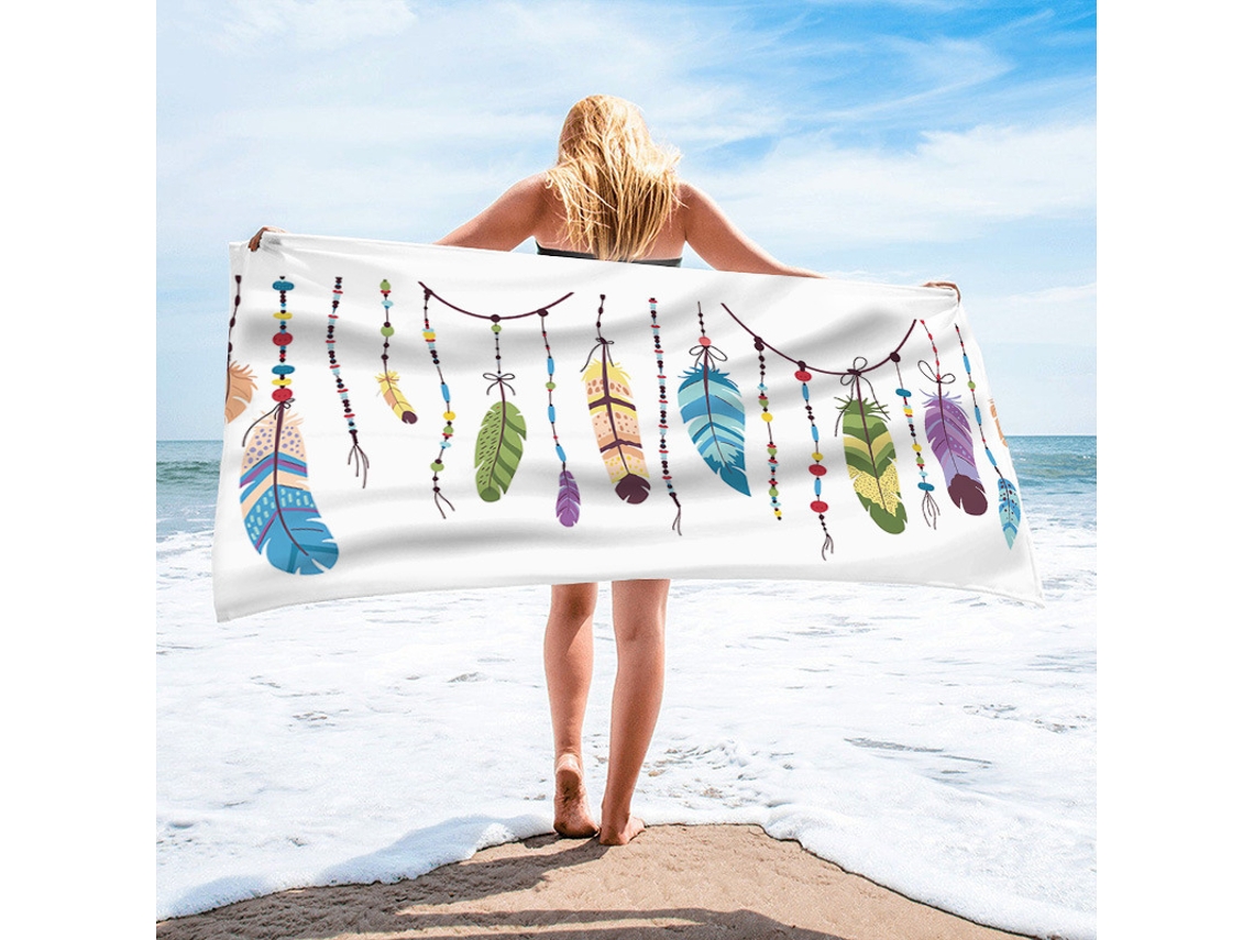 Toalhas De Praia Estampa Em Microfibra Absorvente Para Campismo, Piscina E Viagens.150*75cm Pena Hexinyigjly