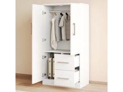 Guarda-roupa 70x40x135cm, Branco, Porta Dupla, Gavetas+compartimentos, Infantil Cs