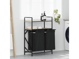Vidaxl Cesto De Roupa Suja Com 2 Compartimentos E Prateleiras, Cor Carvalho Sonoma