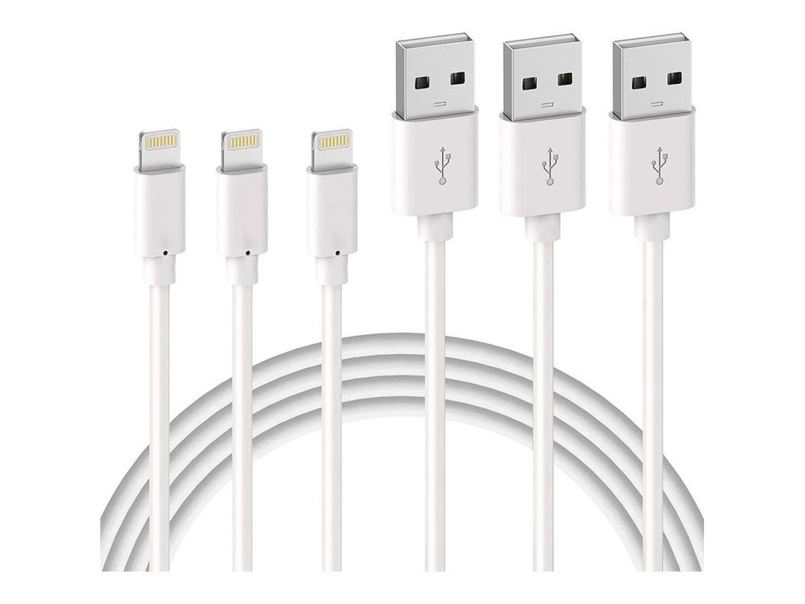 Cabo Lightning USB 3x para iPhone e iPad, 1m, Branco, Compatível com iOS
