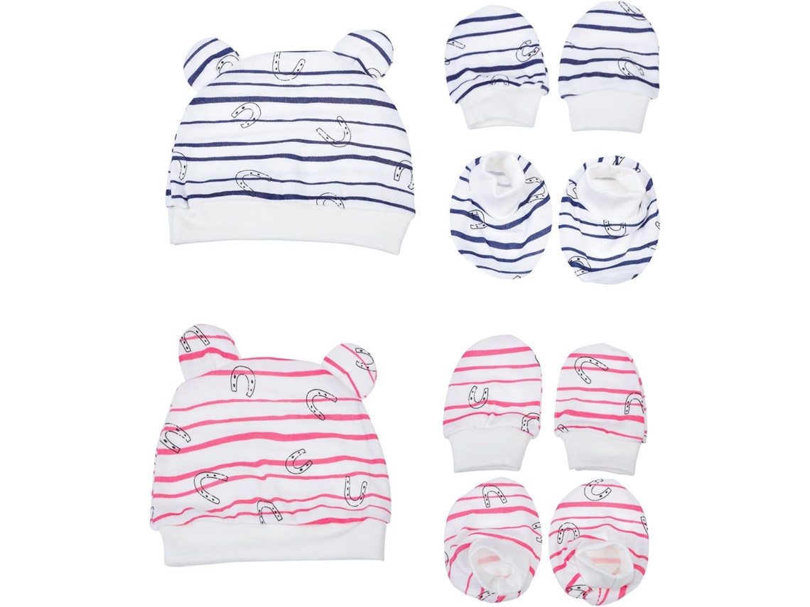 Conjunto De Gorro E Luvas De Algodão Para Bebê (2 Peças)