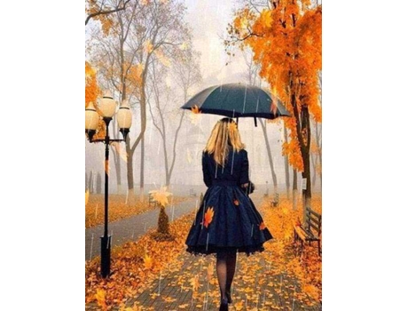 Tela FIGURED' ART Diamond Painting -  Mulher à chuva  - Figured' Art Dp-123-Y (51x2,8x41 cm)