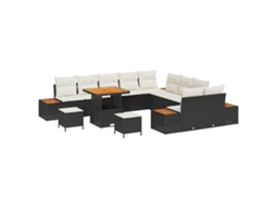 Conjunto 13 Sofá De Jardim Vidaxl Preto Vime Pe (80 X 80 X 71 Cm)
