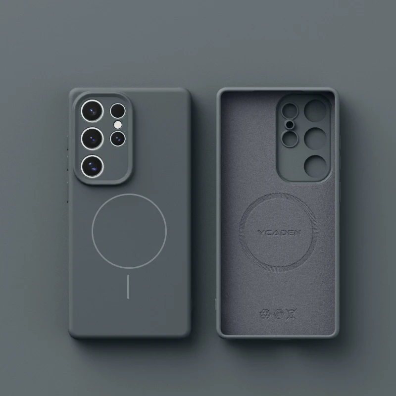 Capa Magnética De Silicone Líquido (cinza) Para Samsung Galaxy S26, Capa Traseira De Tpu Macio.
