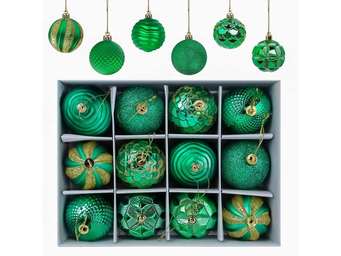 Bolas de Natal, 12 Unidades, 6cm, Decorativas, Verde | S/MARCA