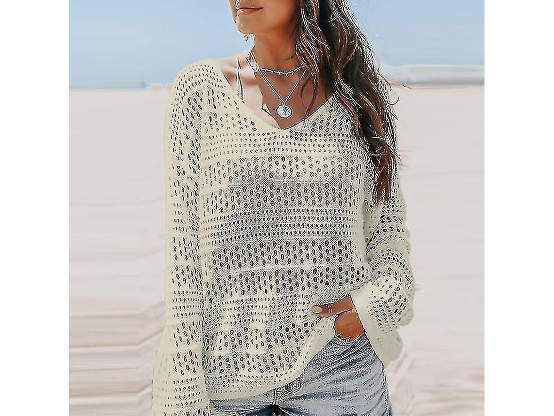 Chaqueta Bikini Fasst, Gola V, Crochê, Praia, Piscina