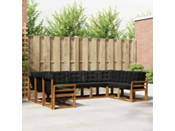 Vidaxl Conjunto De Sofás Para Exterior 9 Pcs Natural E Preto