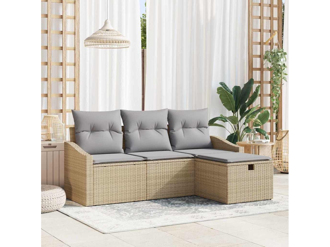 Vidaxl Conjunto De Sofás 4 Unid. Vime Pe