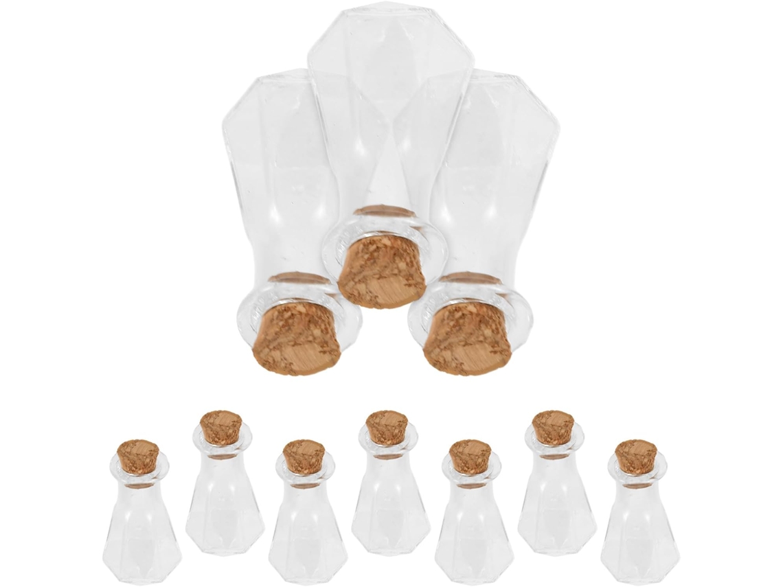 Miniaturas Vidro Rolhas Cortiça Conjunto 10 Frascos Pequenos Exclusivos Decoração Artística Armazenamento GOKOCO