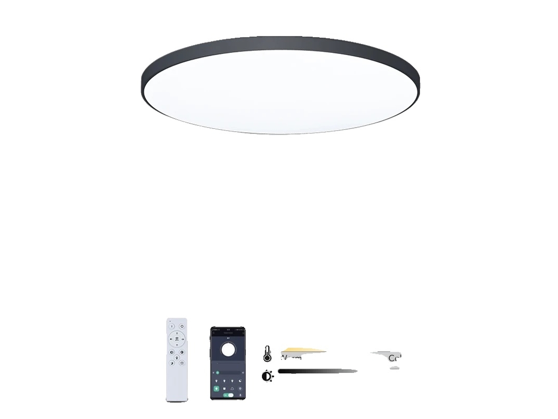 Luz De Teto, Controle Inteligente, Regulável, Design Moderno, Preto Oem (14.57polegadas)