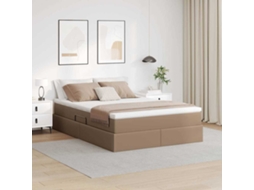 Vidaxl Cama Com Arrumação E Colchão Cappuccino 140 X 200 Cm
