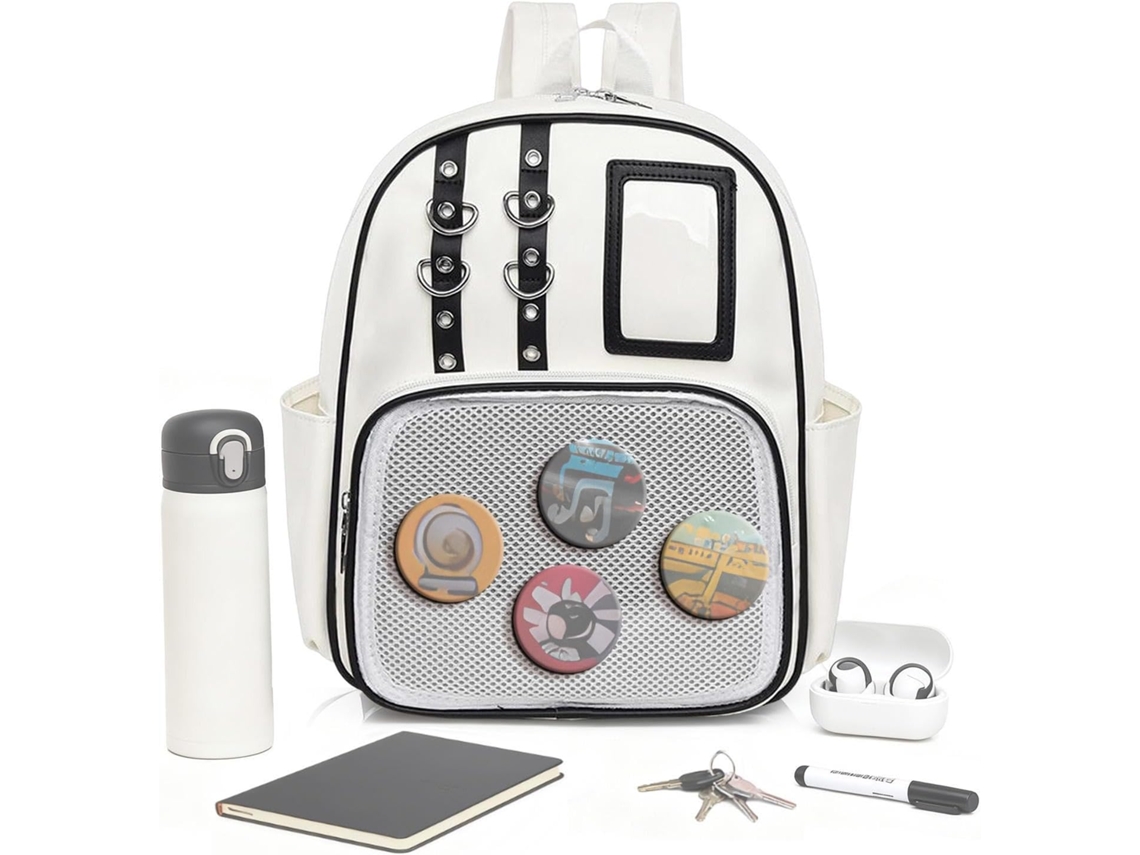 Mochila Em Pu Estojo Estético Com Painel De Cortiça, Porta Crachá, Ideal Viagens, Caminhadas, Quadrinhos, Trabalho