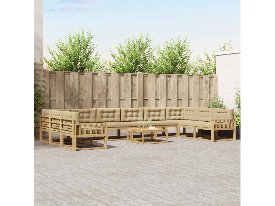 Vidaxl Conjunto De Sofás Para Exterior 11 Unid. Branco E Bege