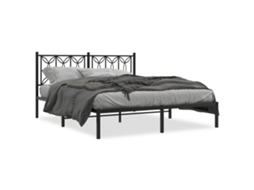 Bed Frame, Bed Frames Vidaxl Preto Metal (150 X 200 Cm)