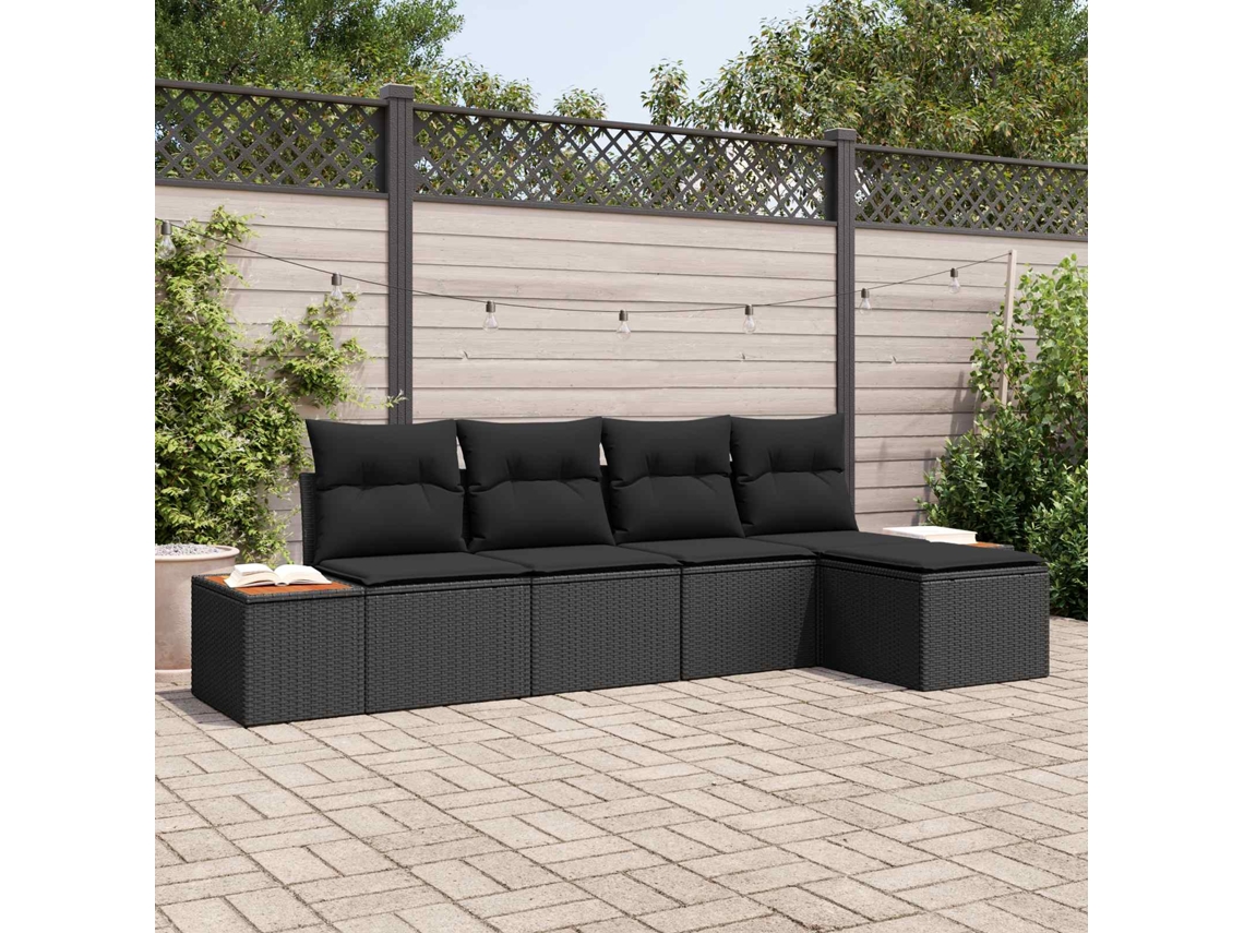 Vidaxl Conjunto De Sofá De Jardim 6 Unid. 5-número De Lugares Preto