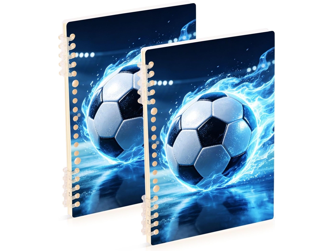 Conjunto de 2 Cadernos Espiral, Estampa Futebol 2026, Tamanho A5, 21,1 X 14,5 Cm, Encadernação em 60 Folhas, P