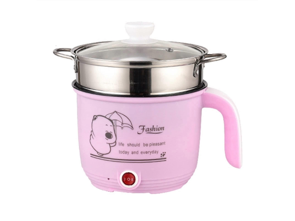 Panela Elétrica De Aço Inoxidável De 1,8l Com Função De Cozimento A Vapor E Aquecimento Rápido, Cor Rosa.