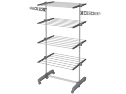 Suporte vertical com 4 prateleiras ajustáveis aço e plástico prateado 142x55x172 cm cinza