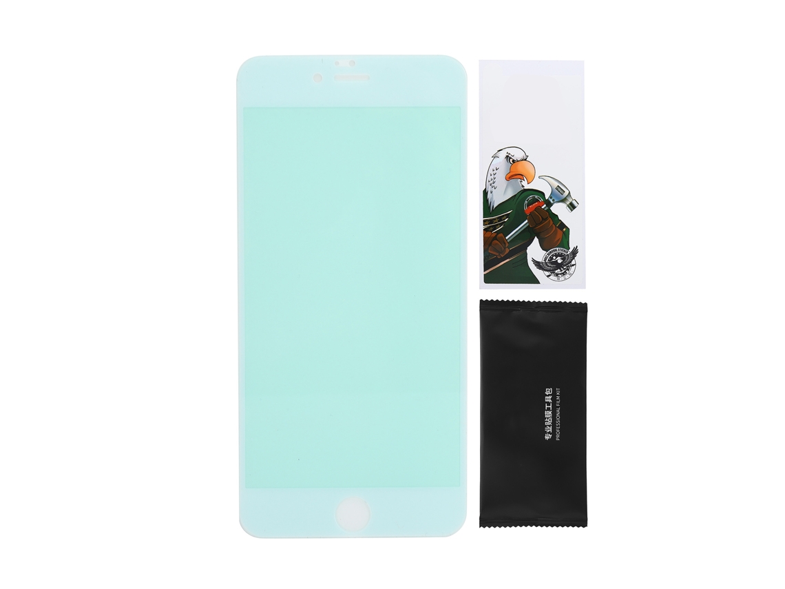 Protector de pantalla de vidrio templado con luz verde para iPhone 6 plus con borde blanco | S/MARCA
