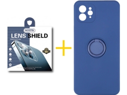 Capa + 1 Película de Câmara para iPhone 12 Pro Max ACCETEL Azul Escuro