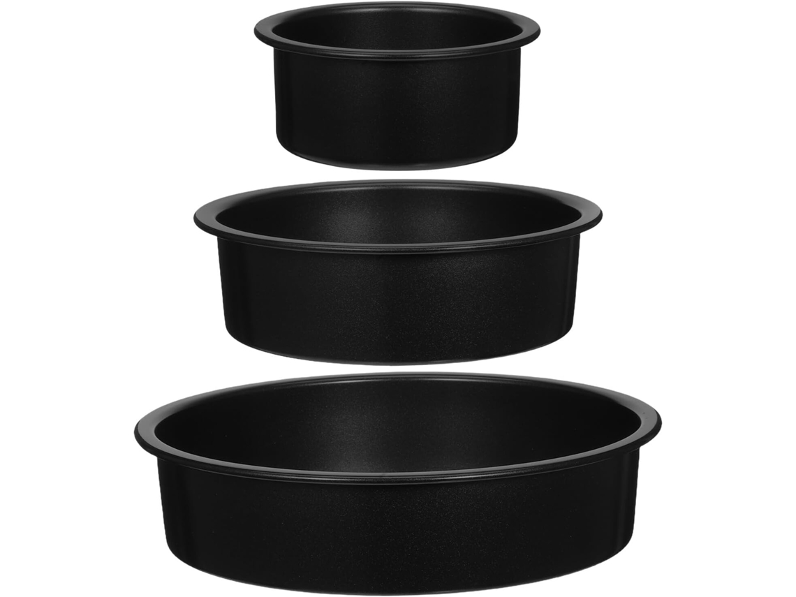 De 3 Formas Redondas Antiaderentes De 15 Cm Para Bolos, Sobremesas, Chiffon E Mousse, Pretas Gokoco