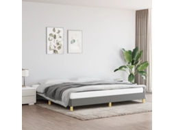 Estrutura De Cama Sem Colchão 200x200 Cm Tecido Cinzento-escuro