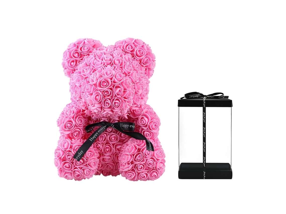 Flor Artificial Forever Rose Urso Teddy com Caixa Presente