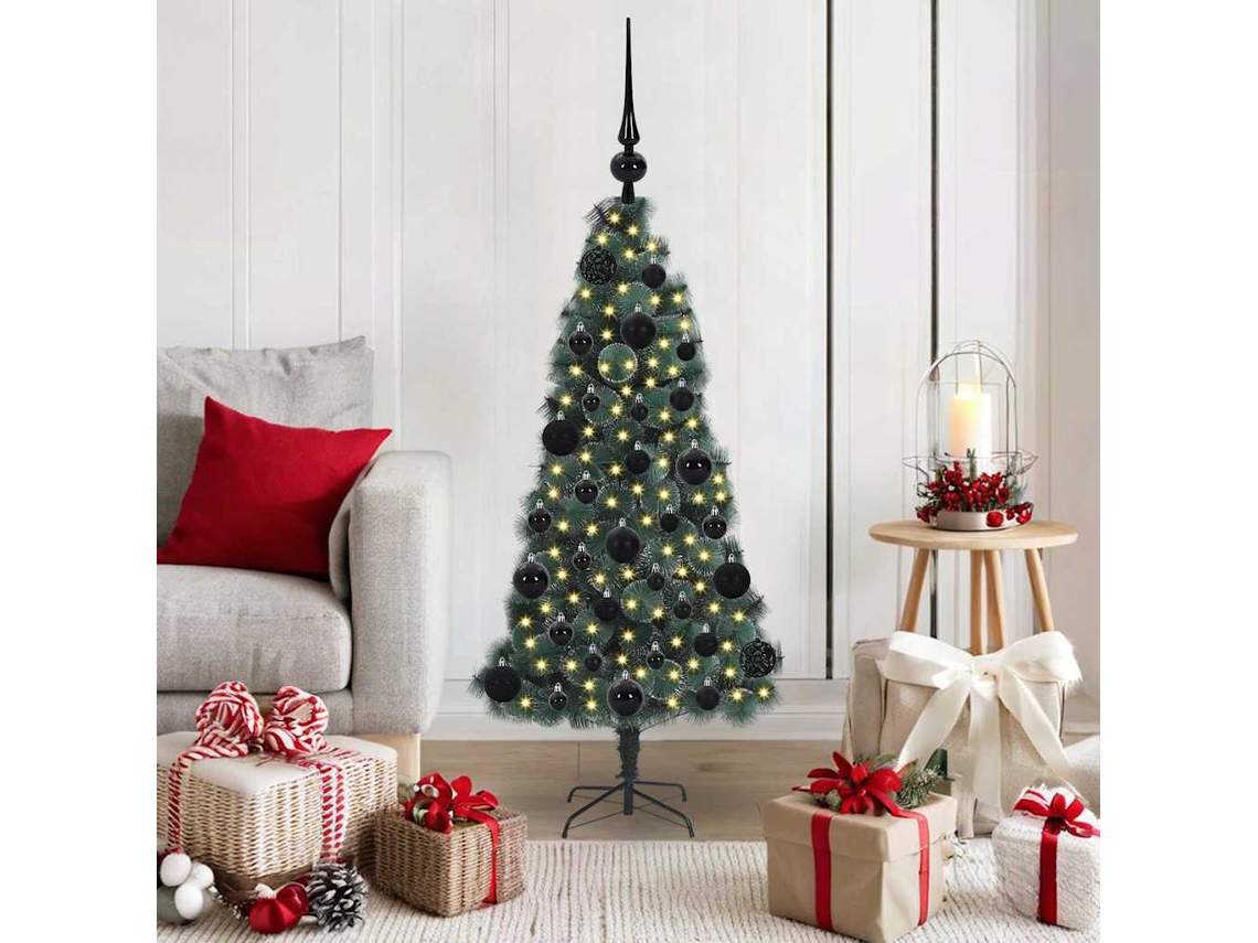 Vidaxl Árvore De Natal Artificial Pré-iluminada Com Conjunto De Bolas